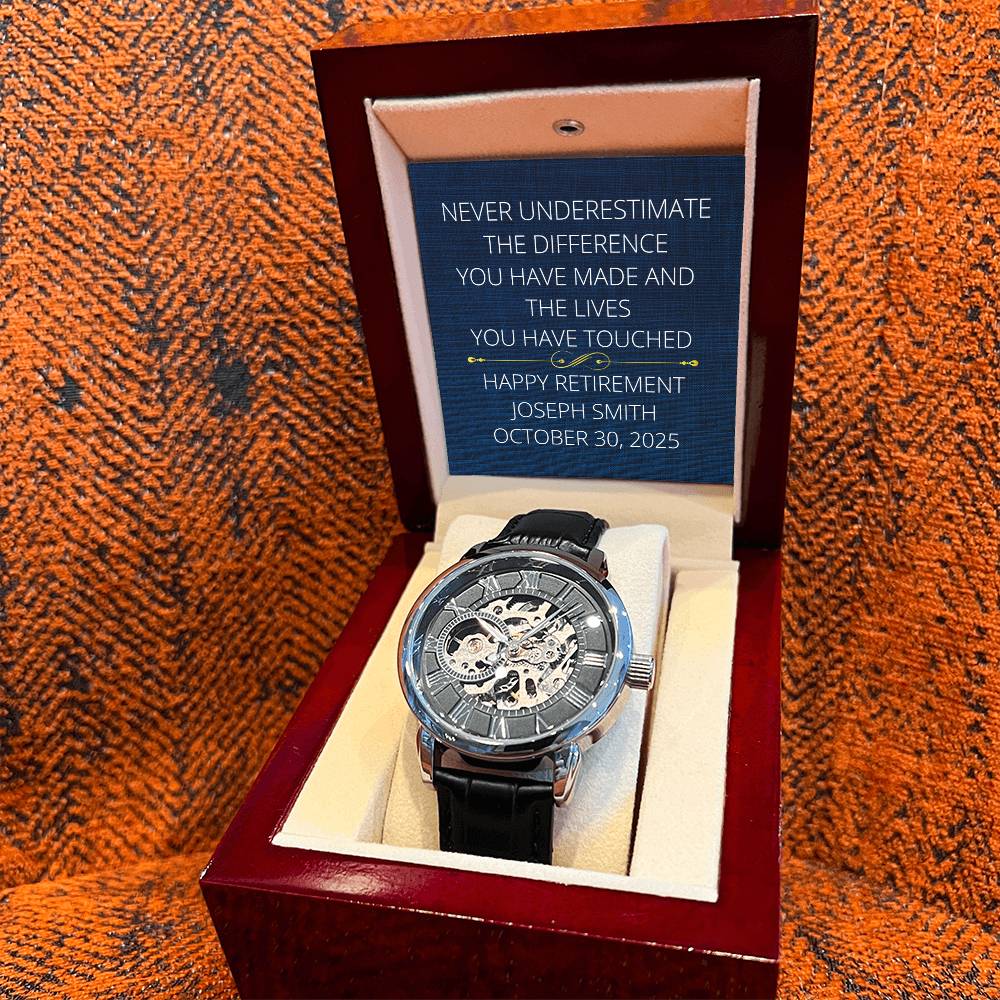 Personalized Retirement Men's Mechanical Watch with LED Gift Box