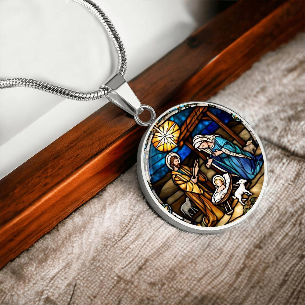 Baby Jesus Mary and Joseph Necklace