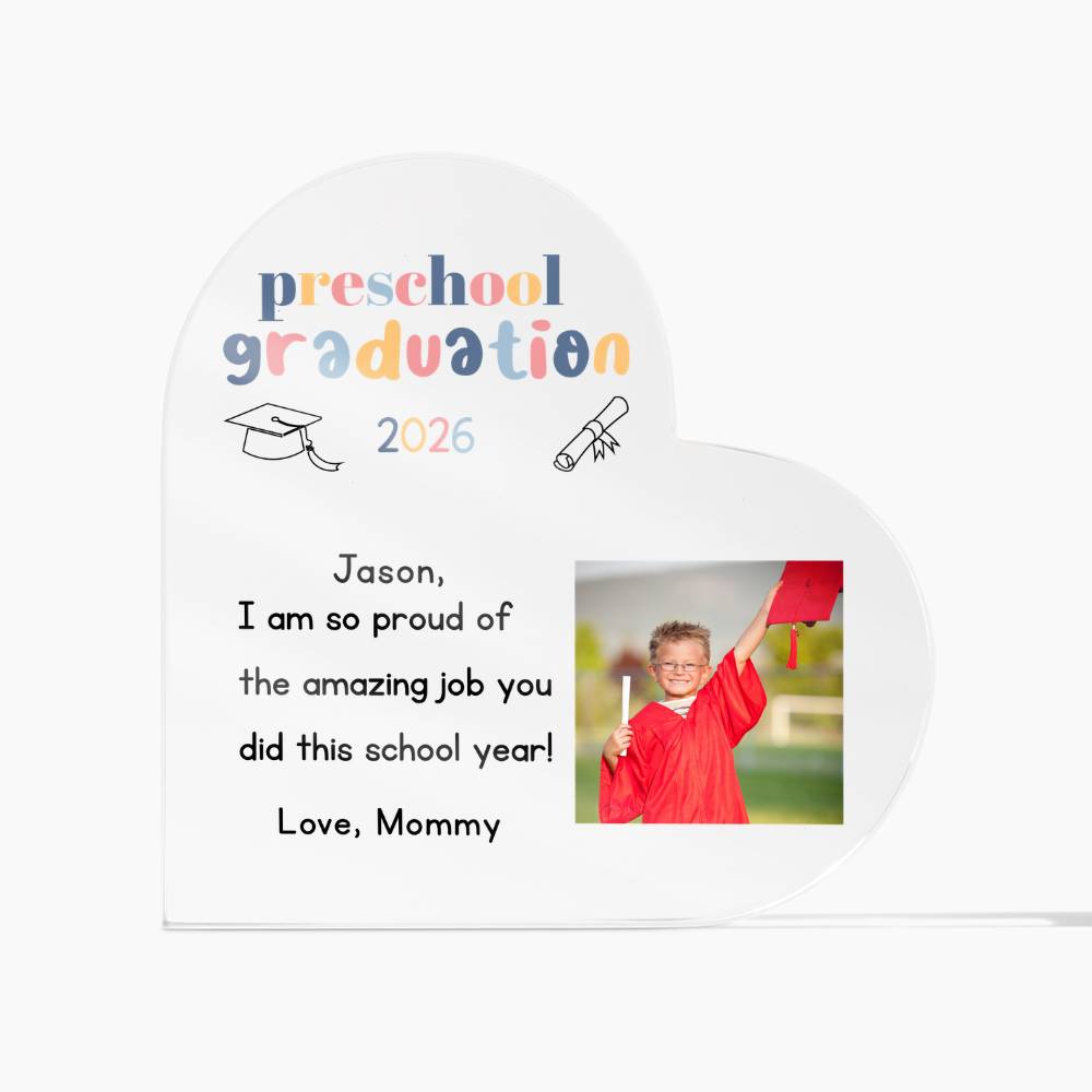 Personalized Preschool Graduation Heart Plaque Gift