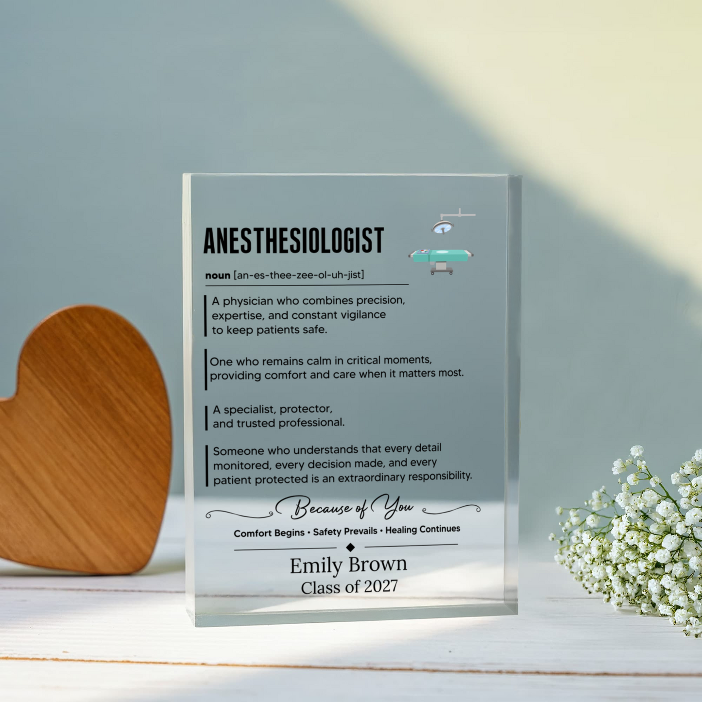 Anesthesiologist Gift Acrylic Block, Medical Appreciation Present, Healthcare Worker Keepsake Gift, Surgery Gift