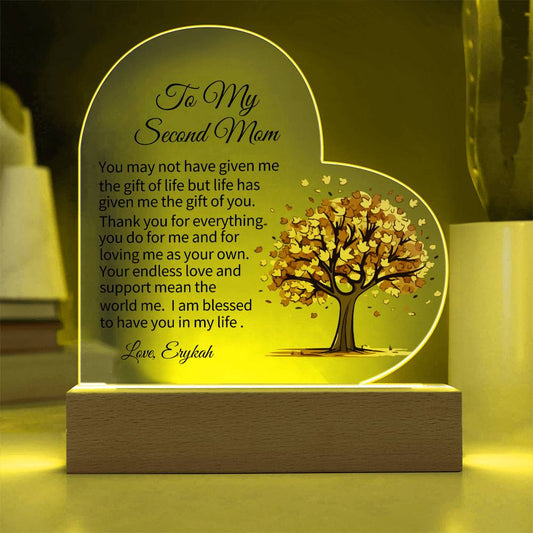To My Second Mom Acrylic Heart Plaque-[Heartfelt Family Gift]
