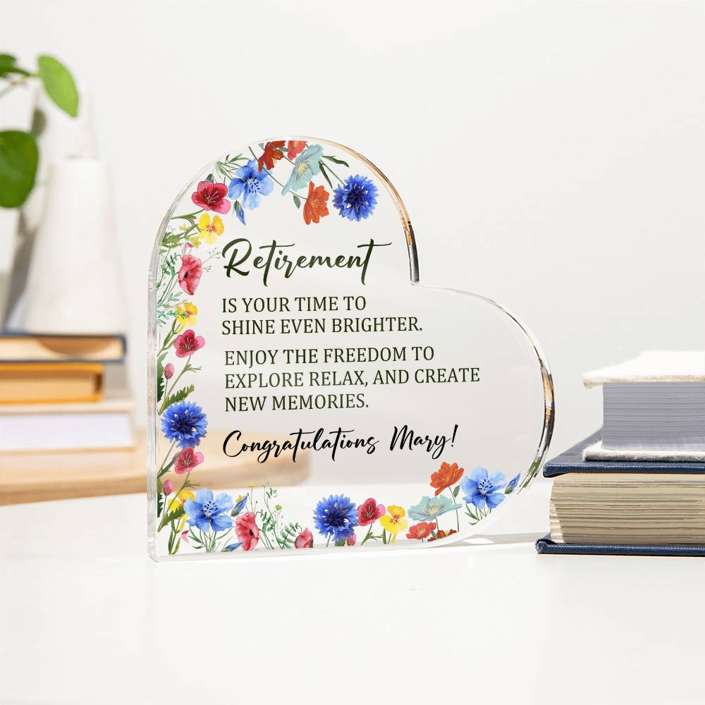 Retirement Acrylic Heart Plaque Gift