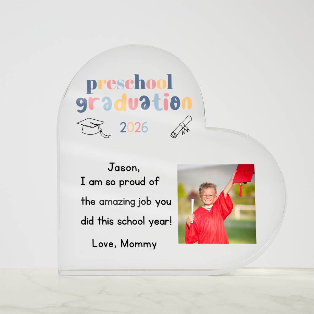 Personalized Preschool Graduation Heart Plaque Gift