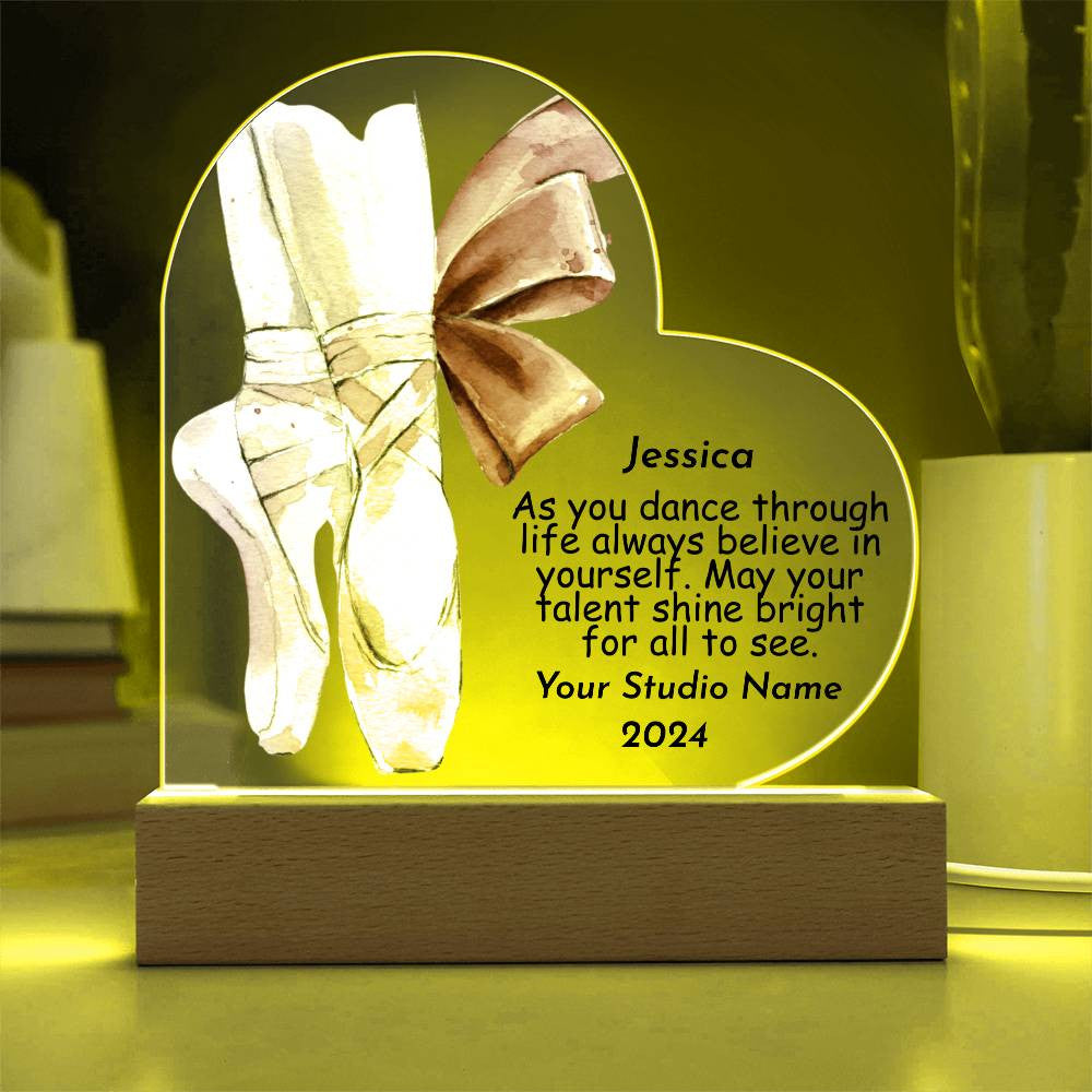 Personalized Dance Gift for Recital or Senior Year Acrylic Heart Plaque-[Heartfelt Family Gift]