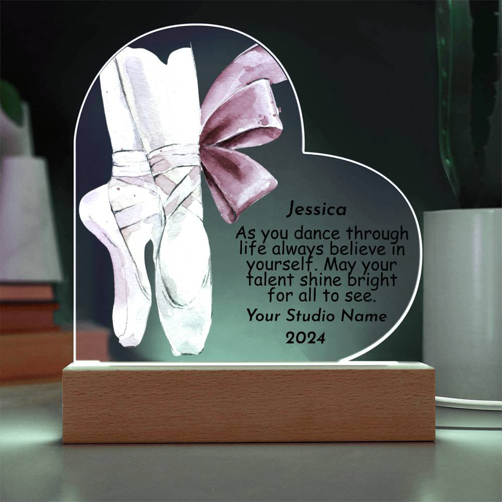 Personalized Dance Gift for Recital or Senior Year Acrylic Heart Plaque-[Heartfelt Family Gift]