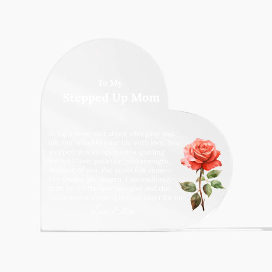 Personalized Stepped Up Mom Heart Plaque