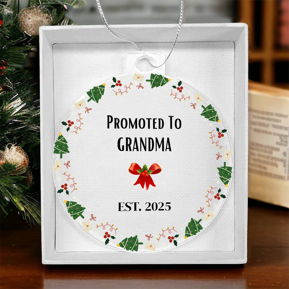 Promoted to Grandma Acrylic Round Christmas Ornament-[Heartfelt Family Gift]