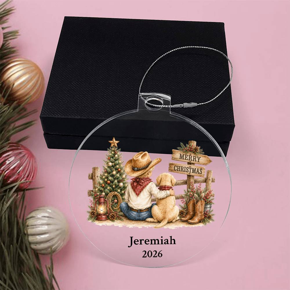 Cowboy Dog Christmas Ornament