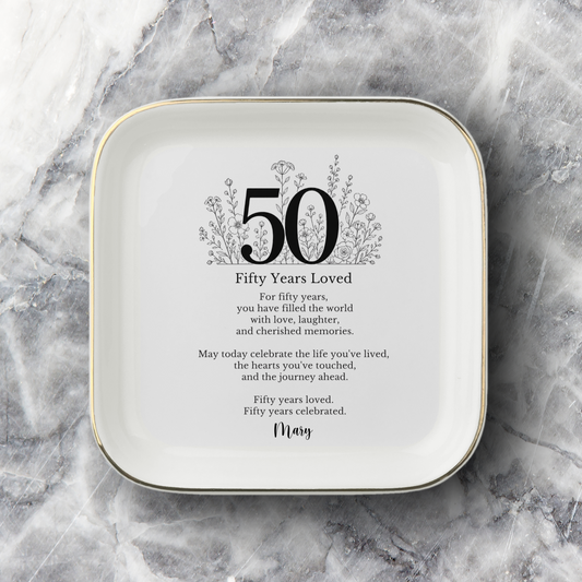 50th Birthday Jewelry Ring Dish