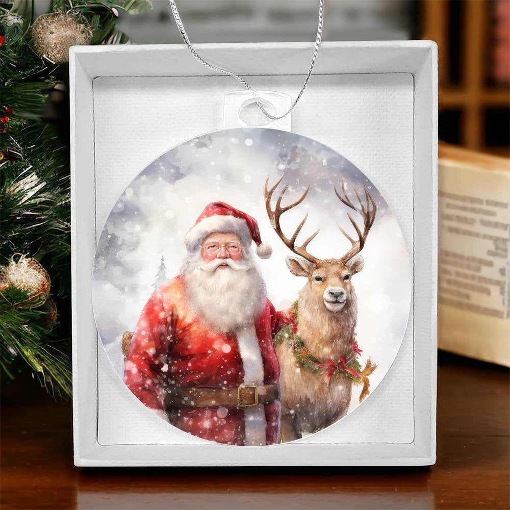 Santa Reindeer Acrylic Christmas Ornament-[Heartfelt Family Gift]
