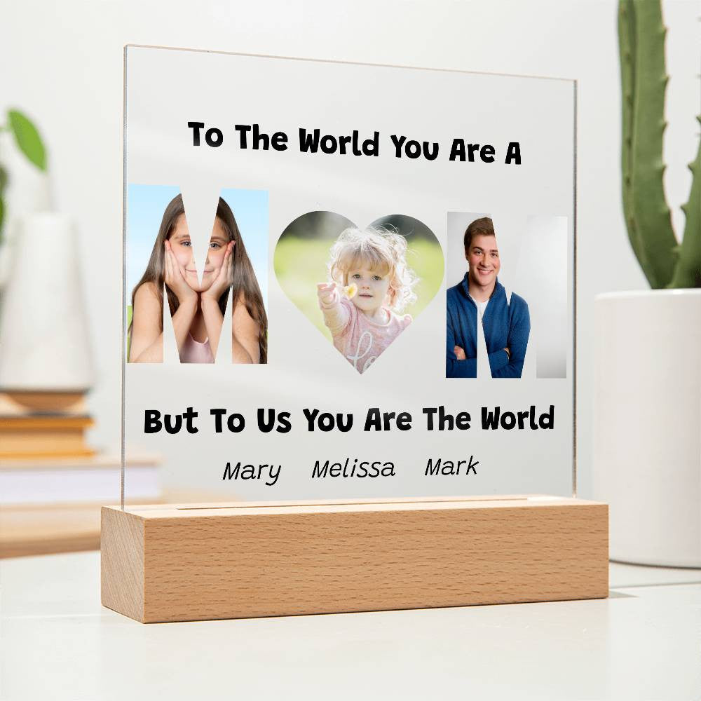 Mom Photo Acrylic Plaque with Kids Names-[Heartfelt Family Gift]