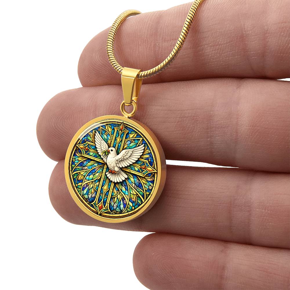 Personalized Dove and Holy Cross Necklace, Women's Religious Jewelry Gift