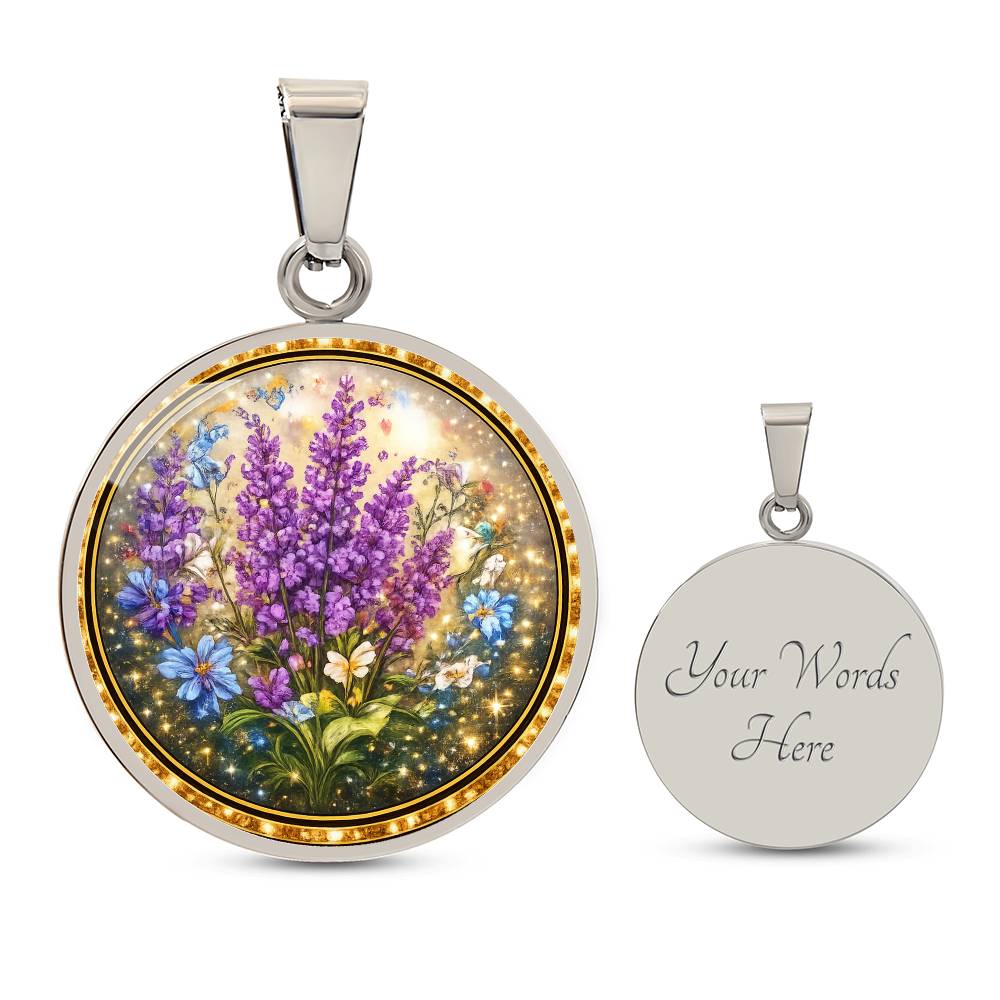 Lavender Flowers Personalized Engraved Necklace Bracelet or Keychain