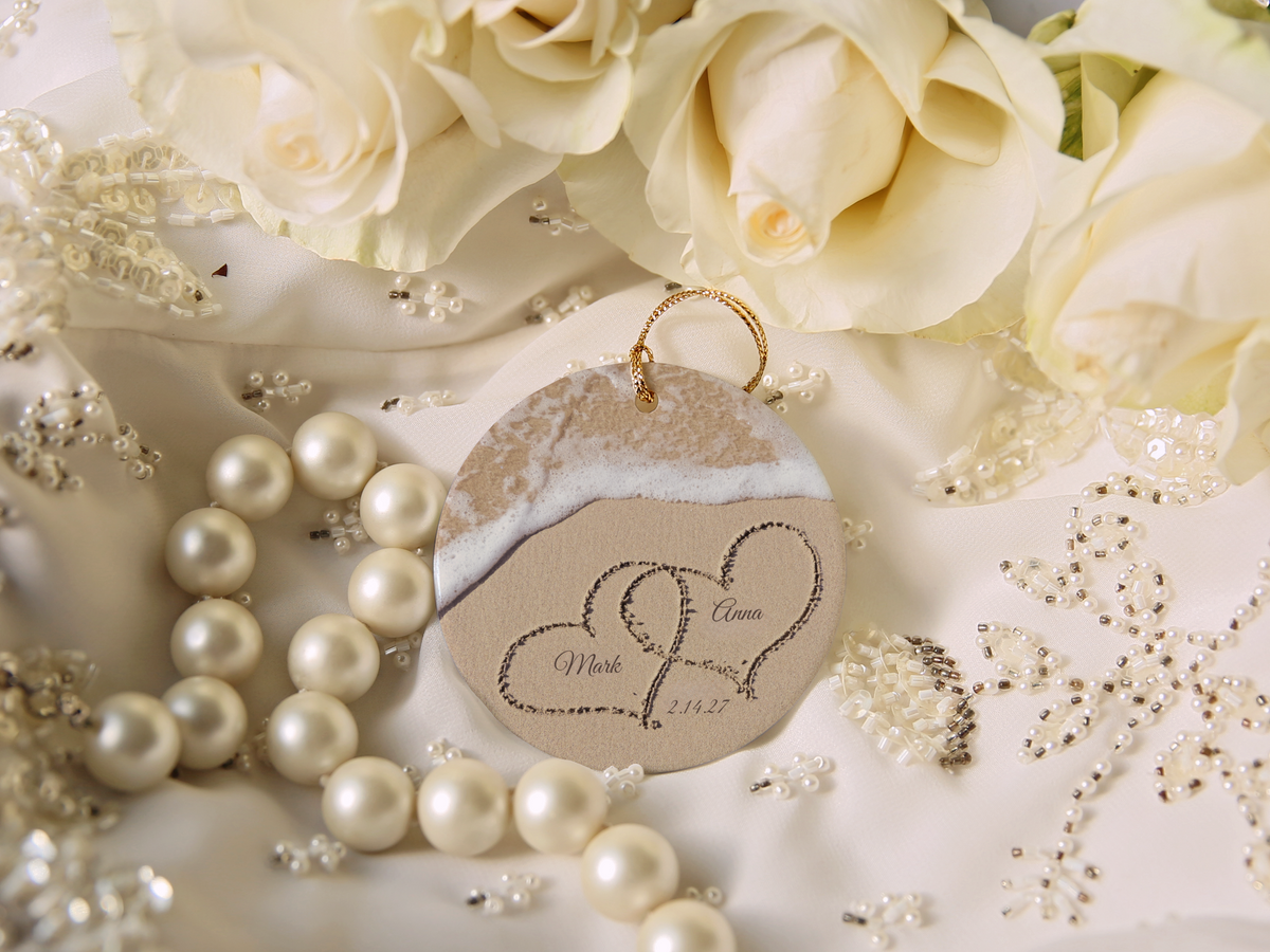 Names In The Sand Beach Anniversary Ornament