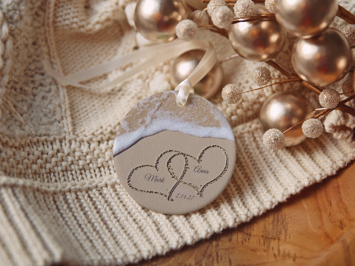 Names In The Sand Beach Anniversary Ornament