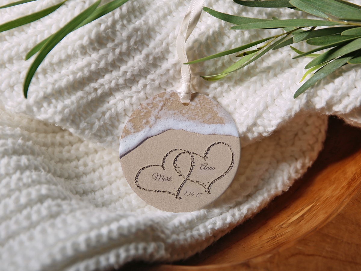 Names In The Sand Beach Anniversary Ornament