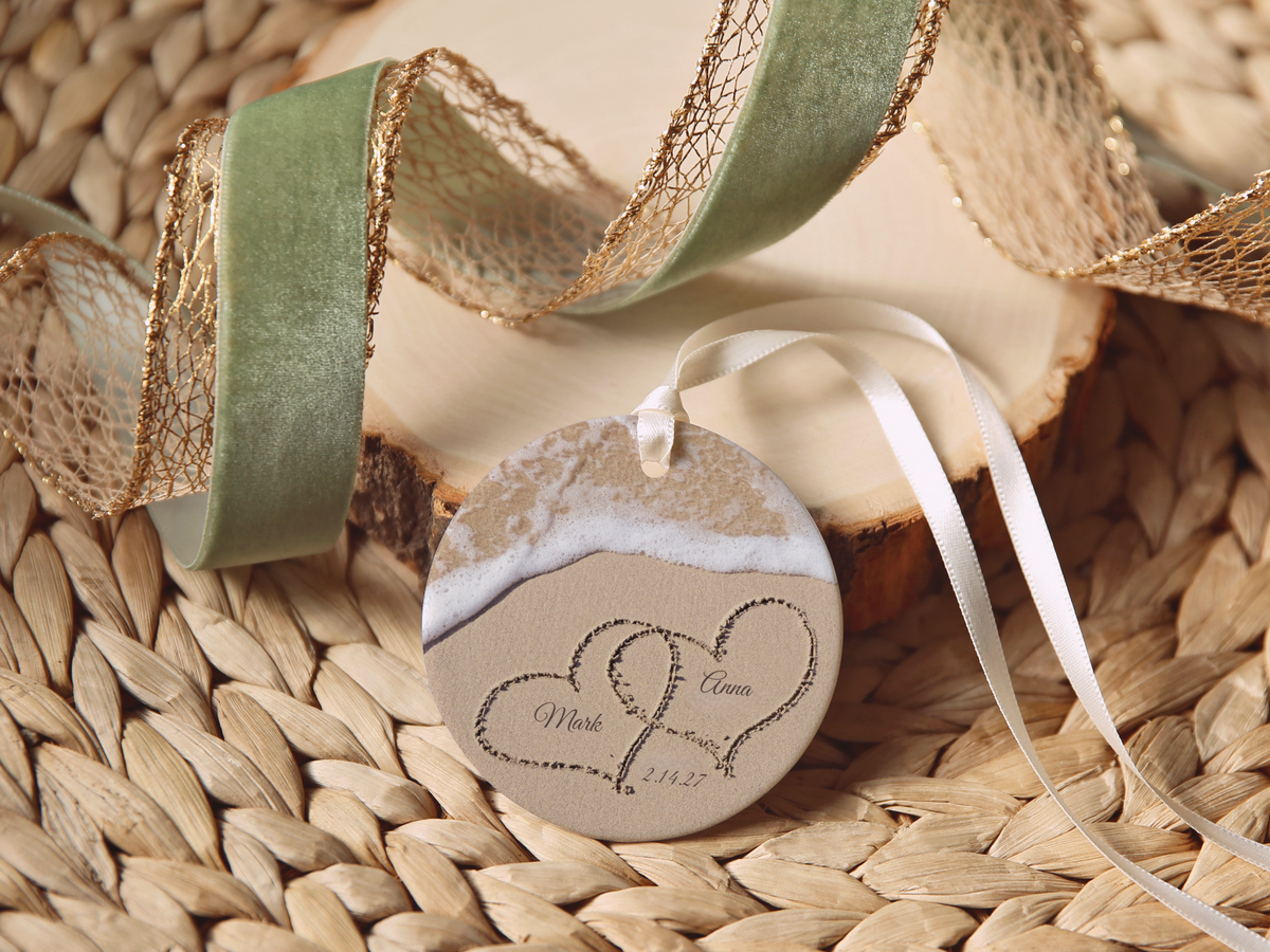 Names In The Sand Beach Anniversary Ornament