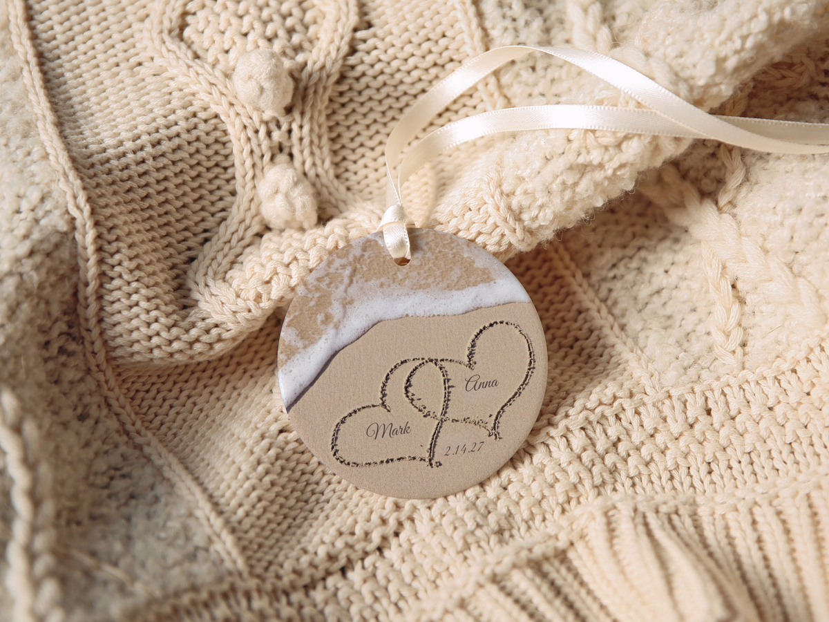 Names In The Sand Beach Anniversary Ornament