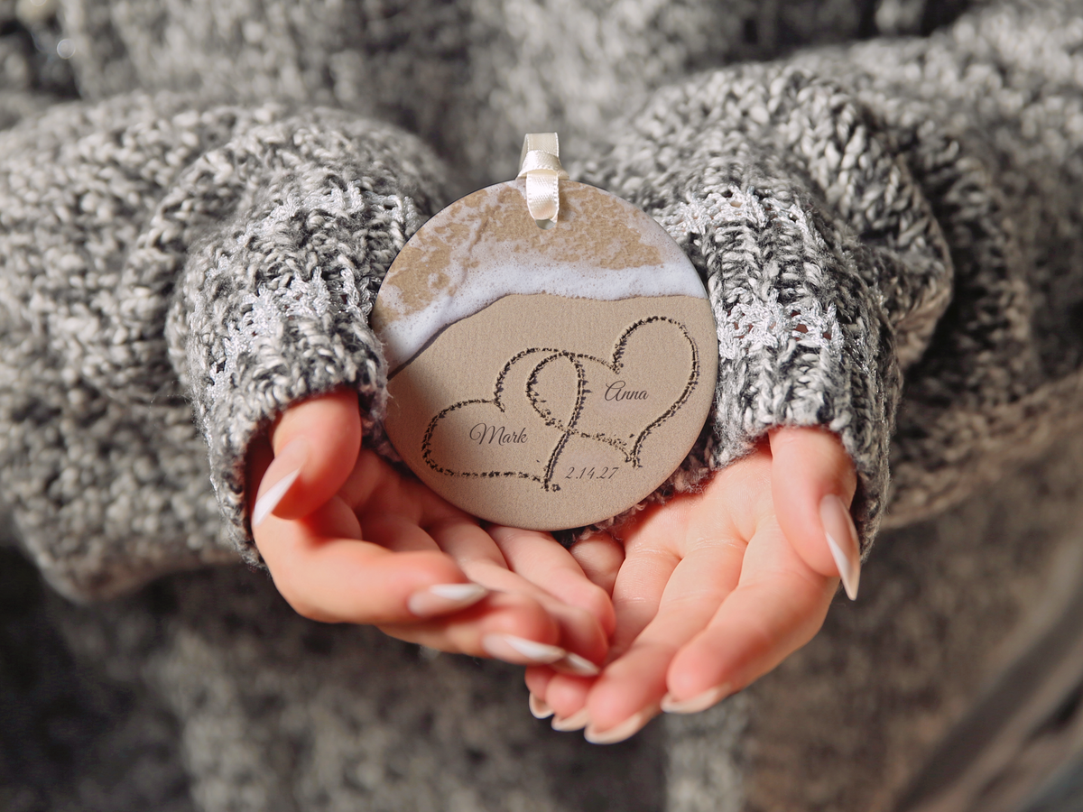 Names In The Sand Beach Anniversary Ornament