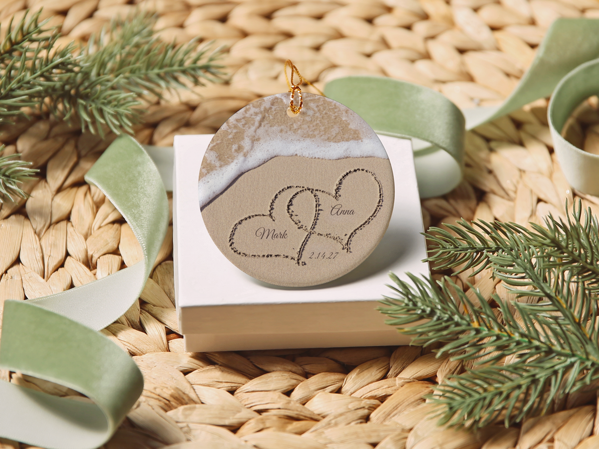 Names In The Sand Beach Anniversary Ornament