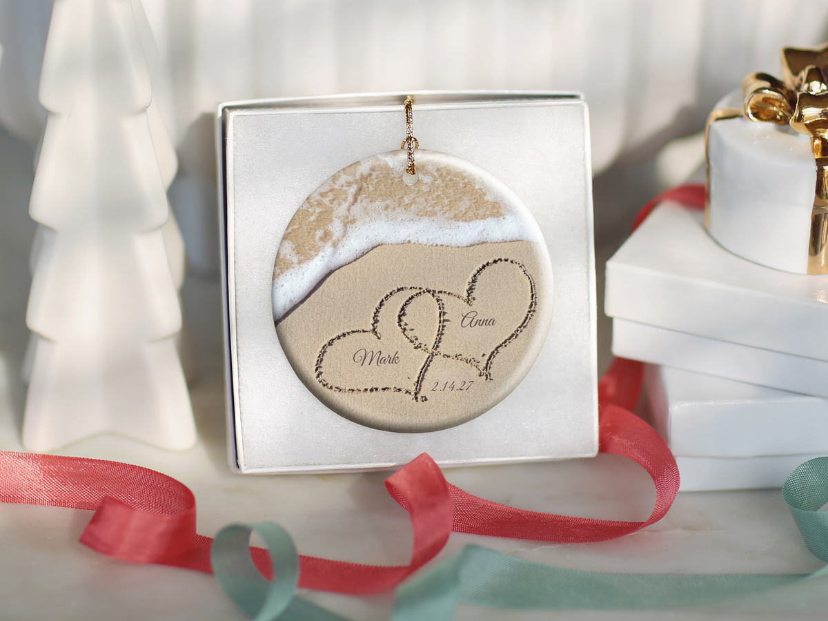 Names In The Sand Beach Anniversary Ornament