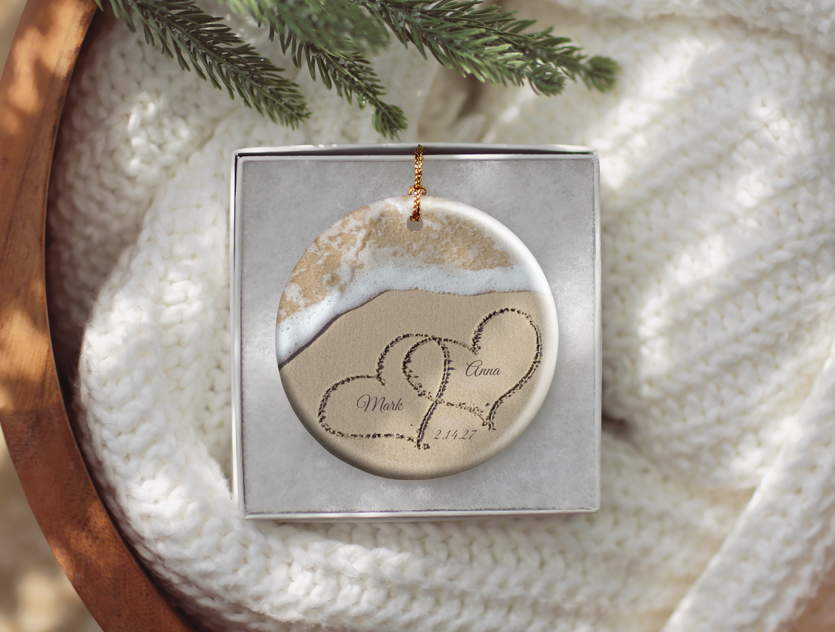 Names In The Sand Beach Anniversary Ornament