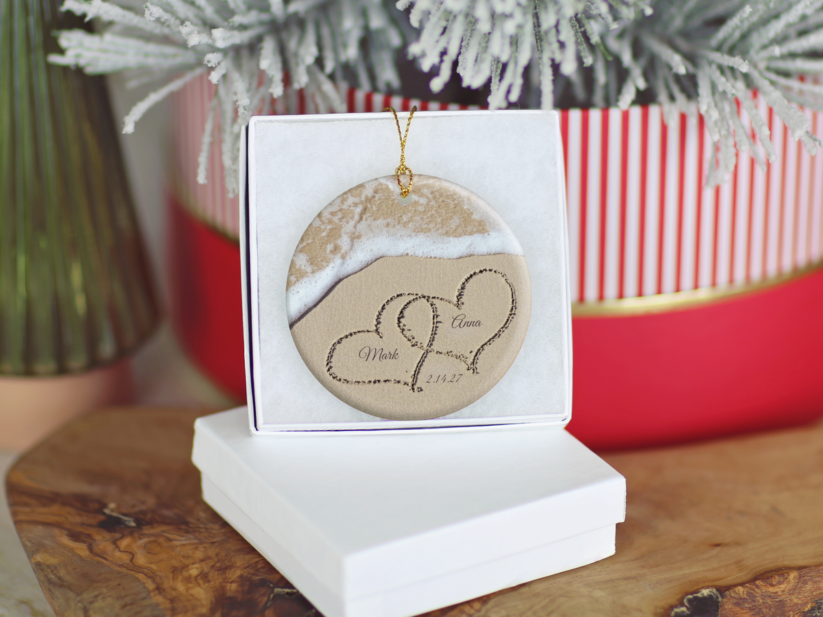 Names In The Sand Beach Anniversary Ornament