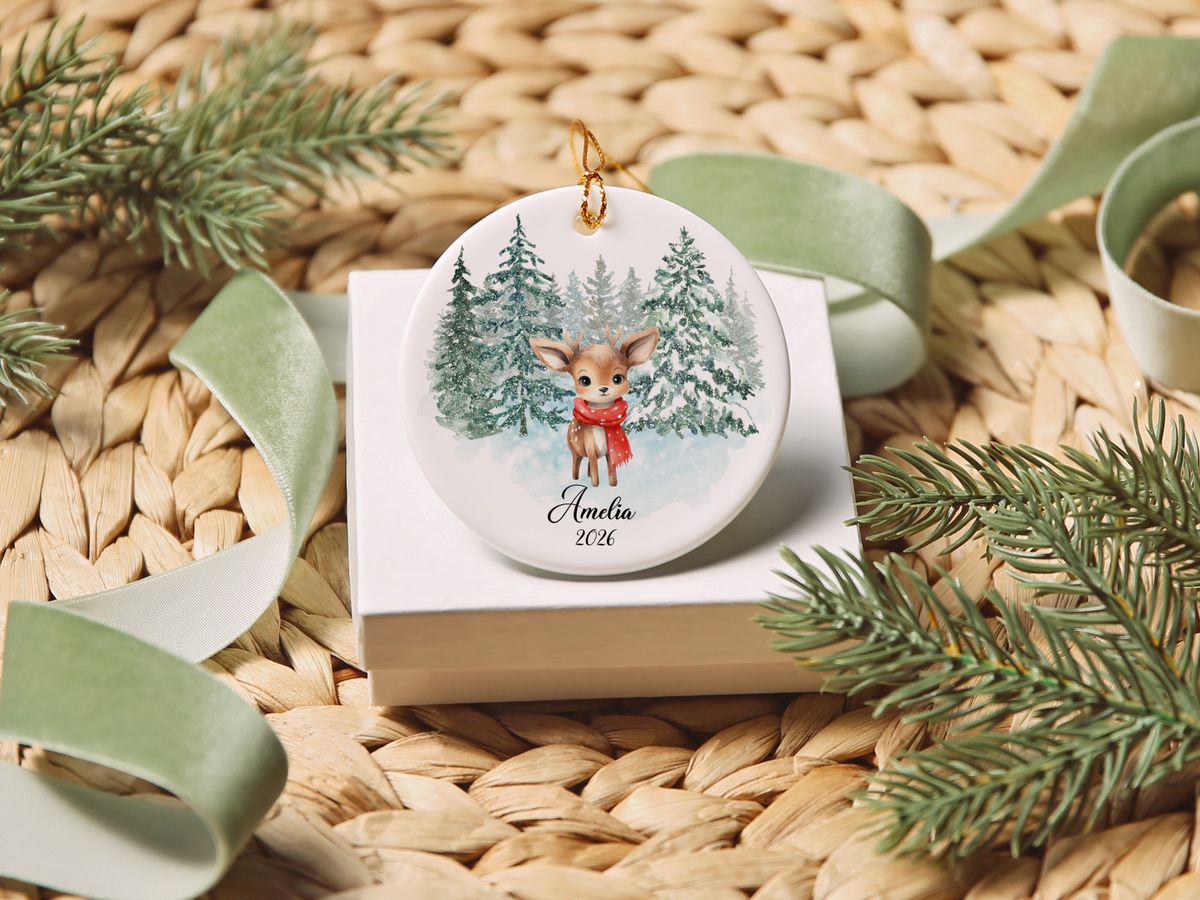 Woodland Deer Child Christmas Ornament