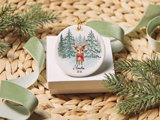 Woodland Deer Child Christmas Ornament