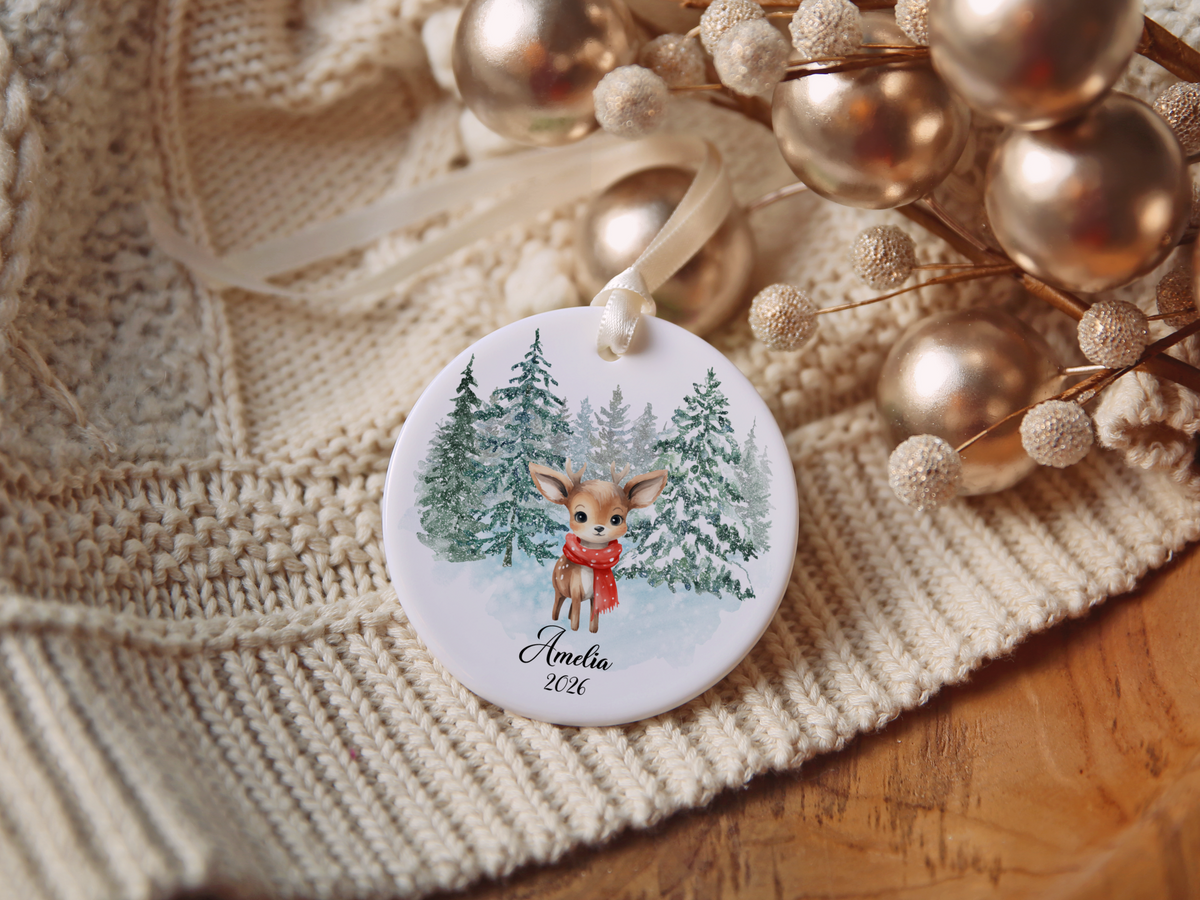Woodland Deer Child Christmas Ornament