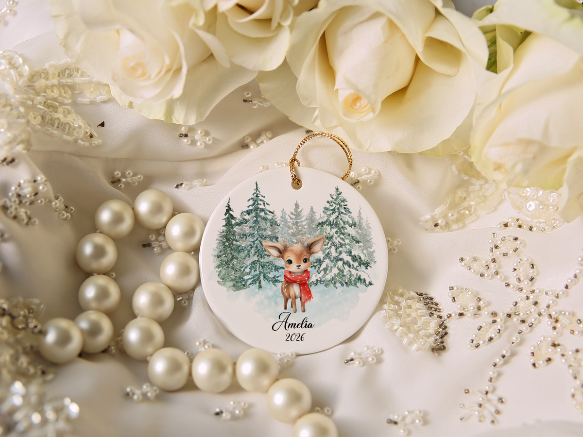 Woodland Deer Child Christmas Ornament