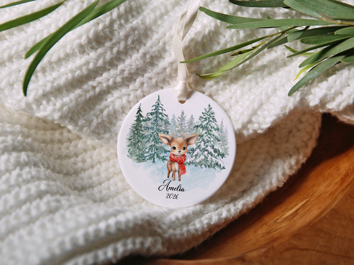 Woodland Deer Child Christmas Ornament