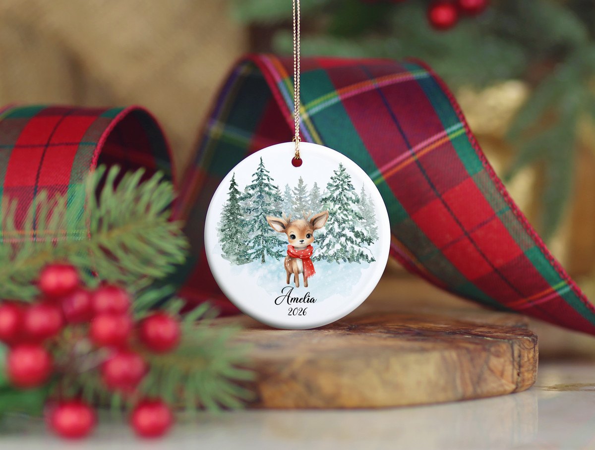 Woodland Deer Child Christmas Ornament