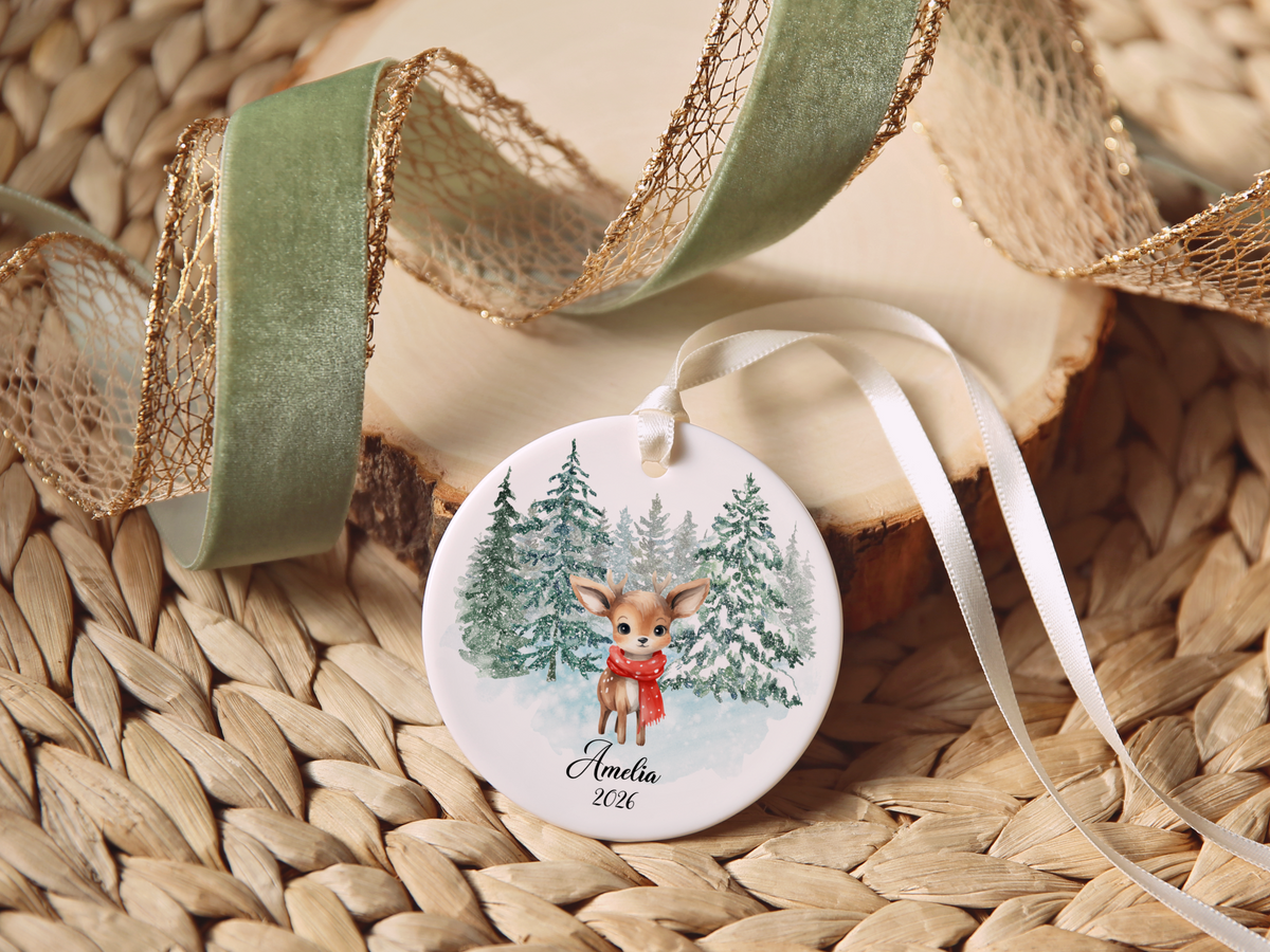Woodland Deer Child Christmas Ornament