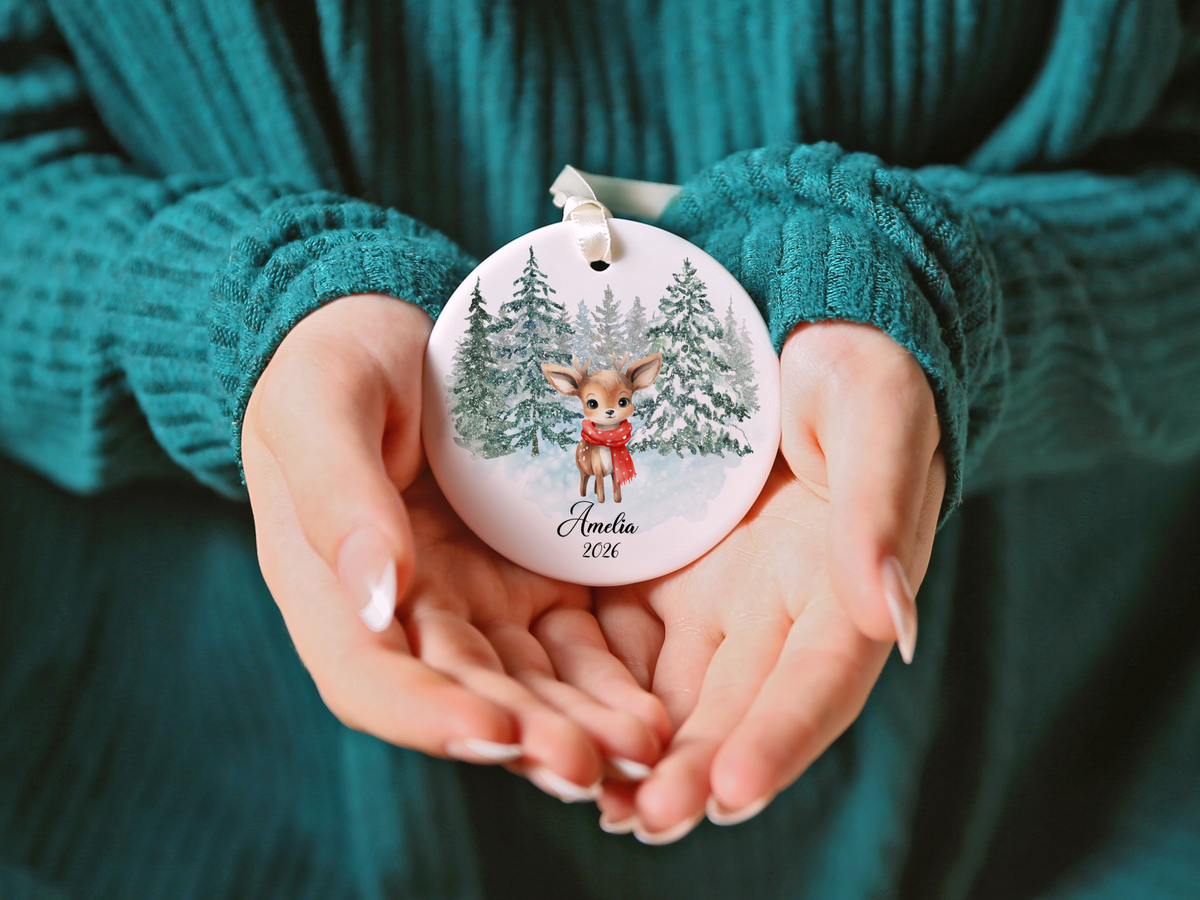 Woodland Deer Child Christmas Ornament