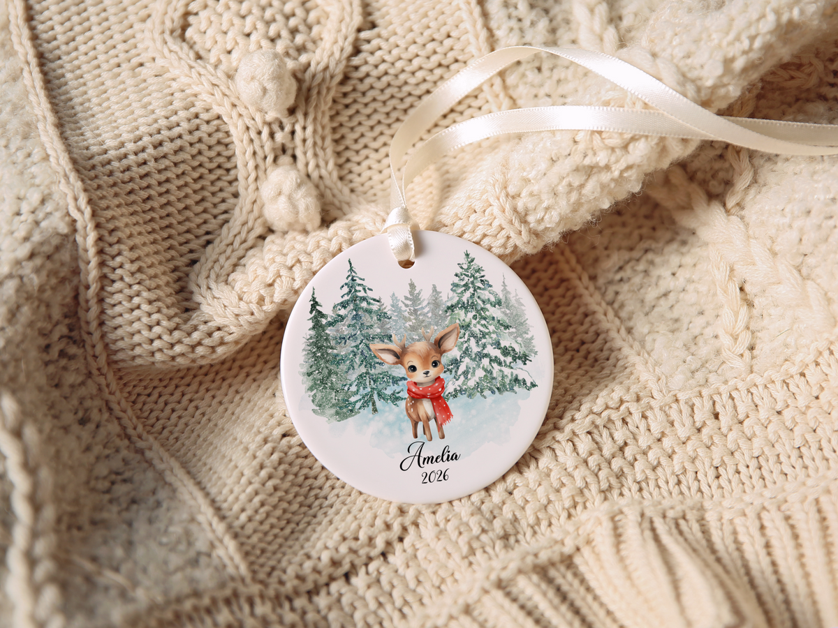 Woodland Deer Child Christmas Ornament