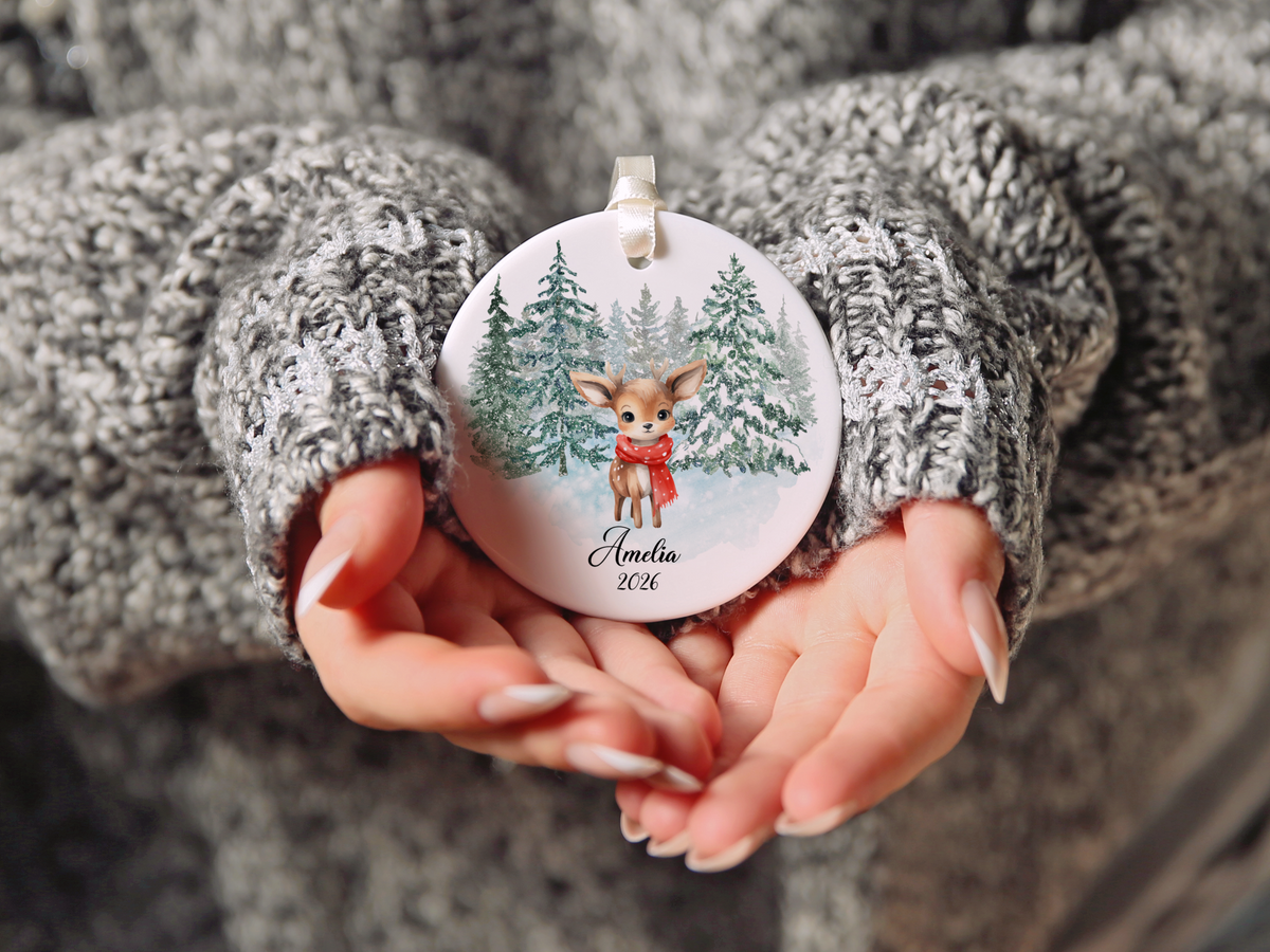 Woodland Deer Child Christmas Ornament