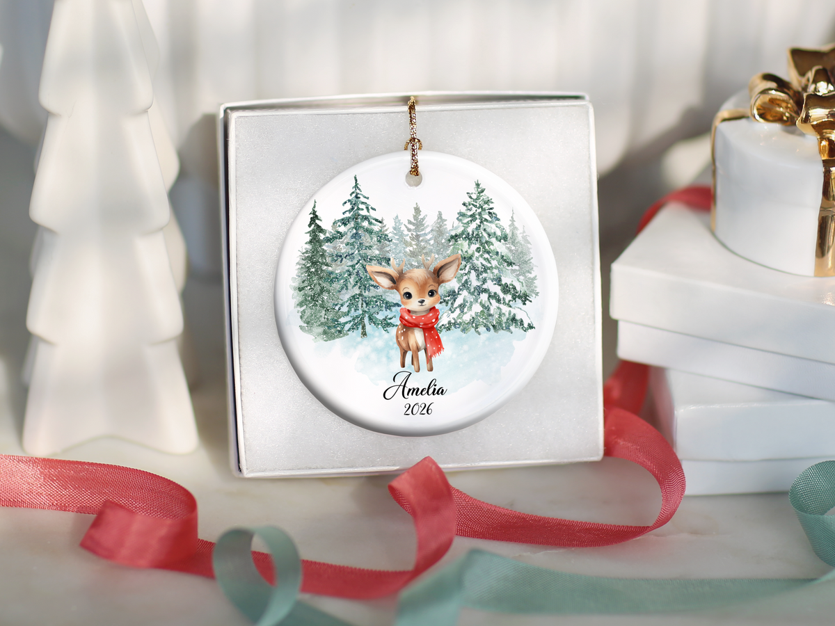 Woodland Deer Child Christmas Ornament