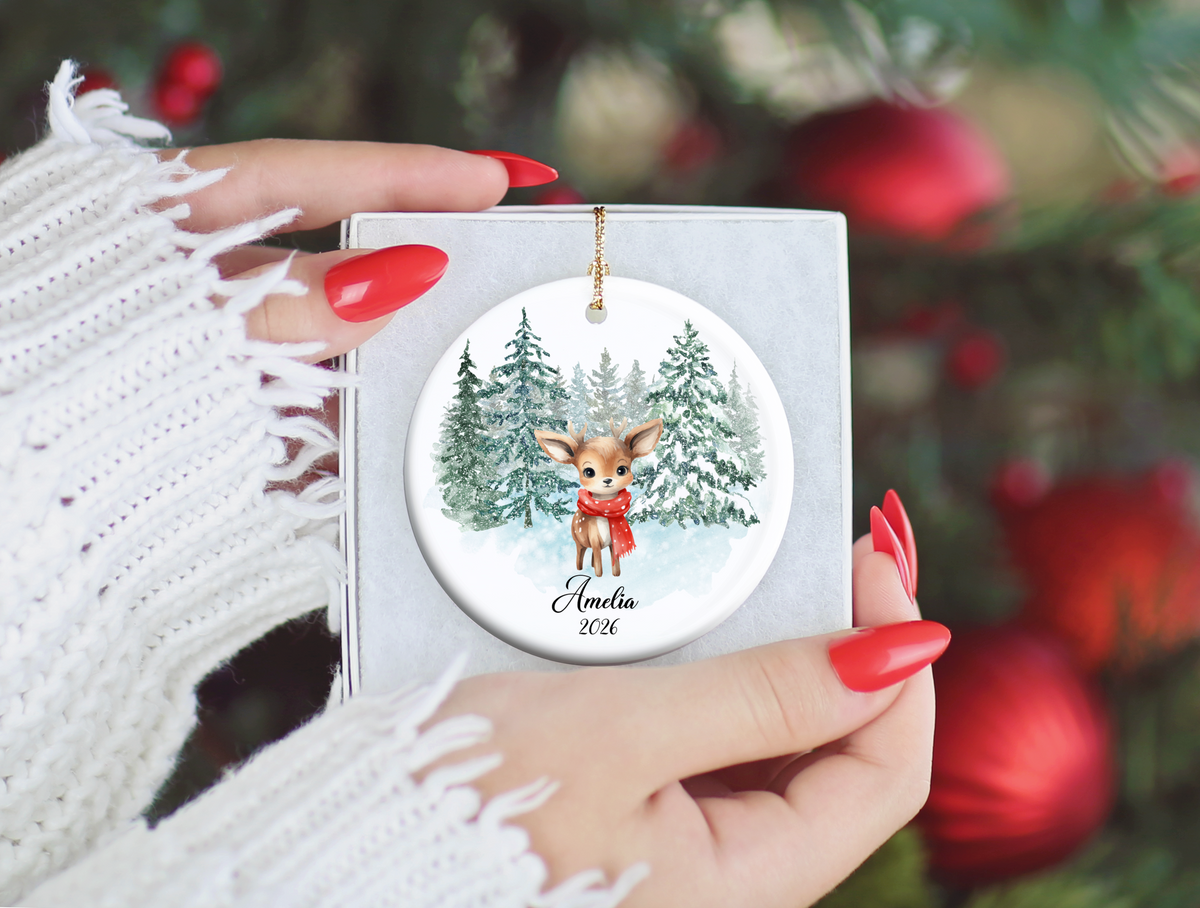 Woodland Deer Child Christmas Ornament