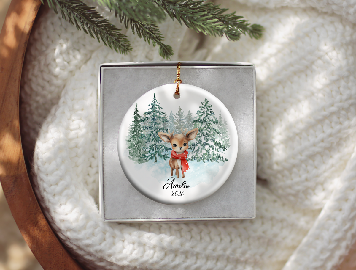 Woodland Deer Child Christmas Ornament