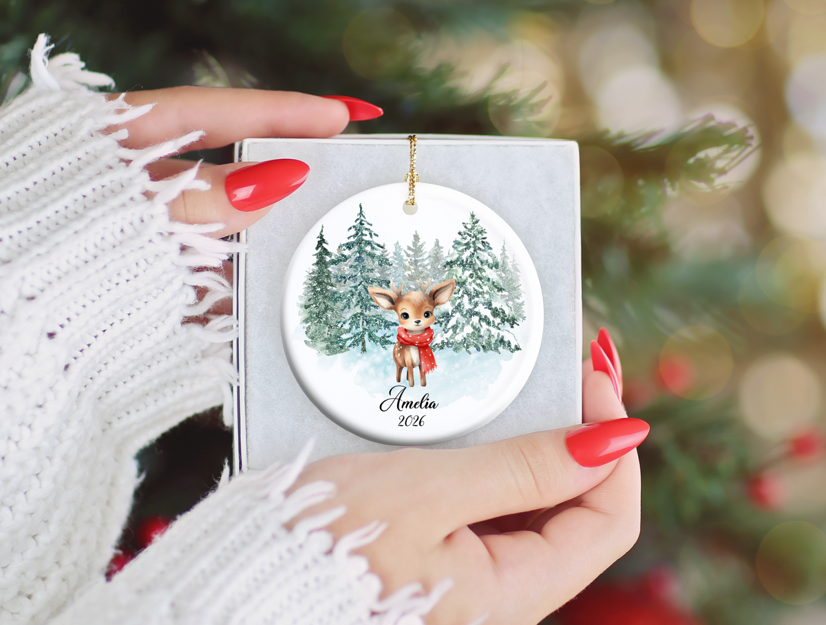 Woodland Deer Child Christmas Ornament