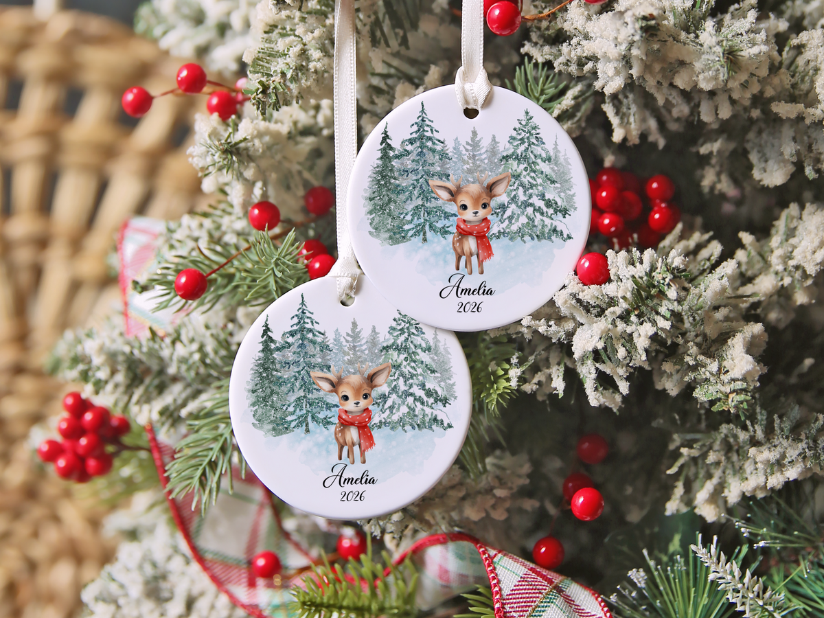 Woodland Deer Child Christmas Ornament