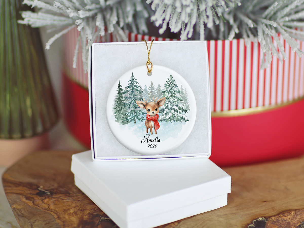 Woodland Deer Child Christmas Ornament