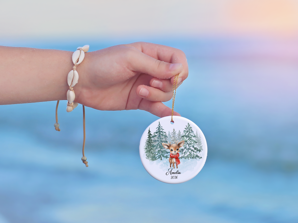 Woodland Deer Child Christmas Ornament