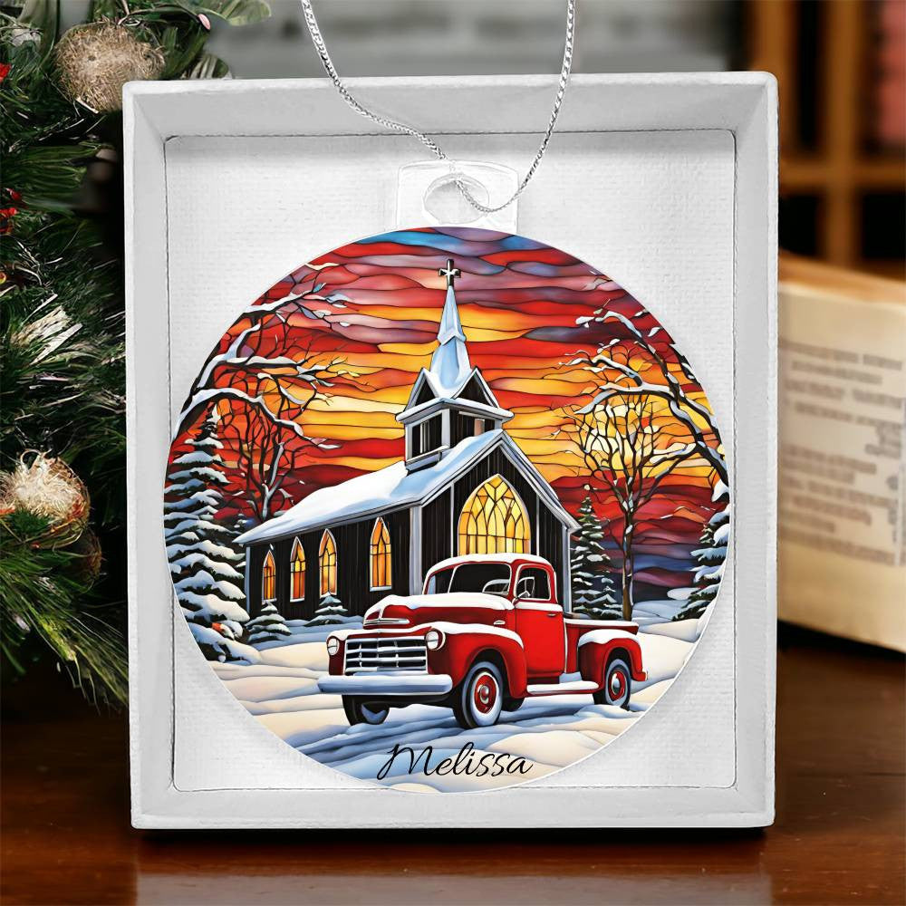 Country Christmas Red PIckup Truck Ornament-[Heartfelt Family Gift]