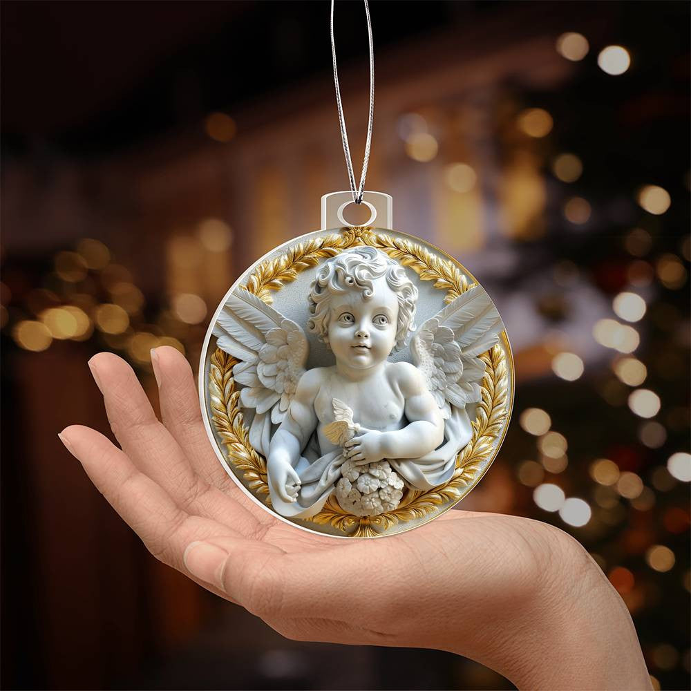 Cherub  Acrylic Christmas Ornament-[Heartfelt Family Gift]