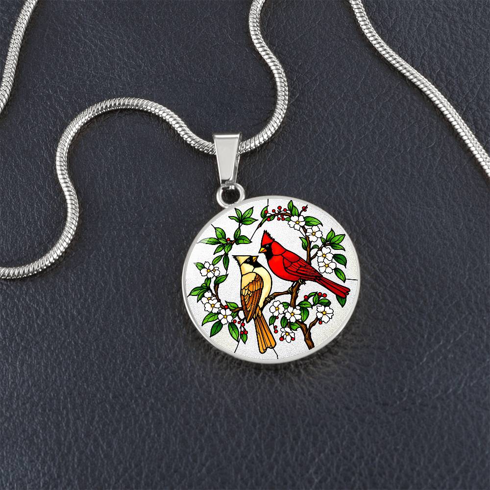 Cardinals Pendant Necklace Engraved