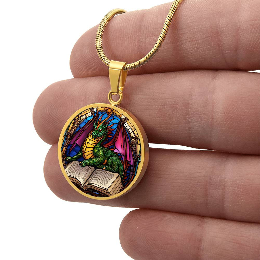 Dragon Round Pendant Necklace in Gold or silver-[Heartfelt Family Gift]