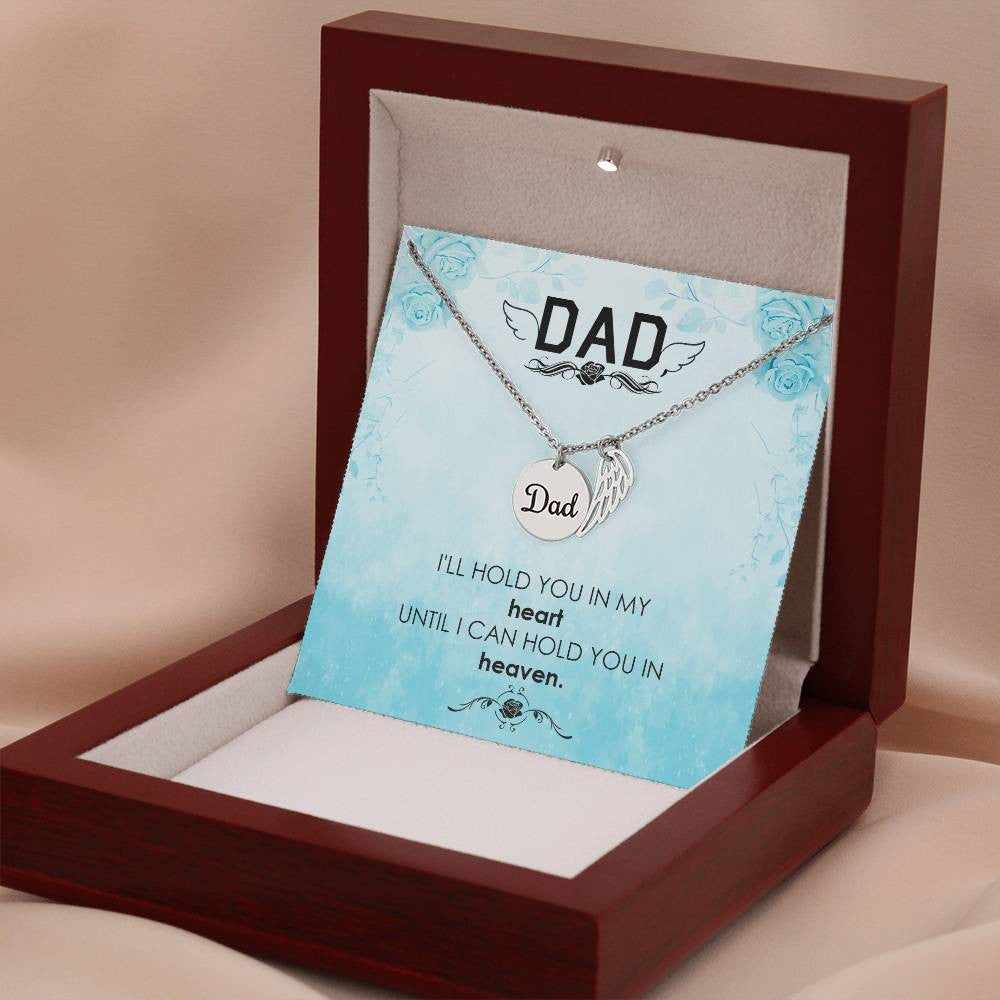 Dad Memorial Necklace Angel Wing Charm-[Heartfelt Family Gift]