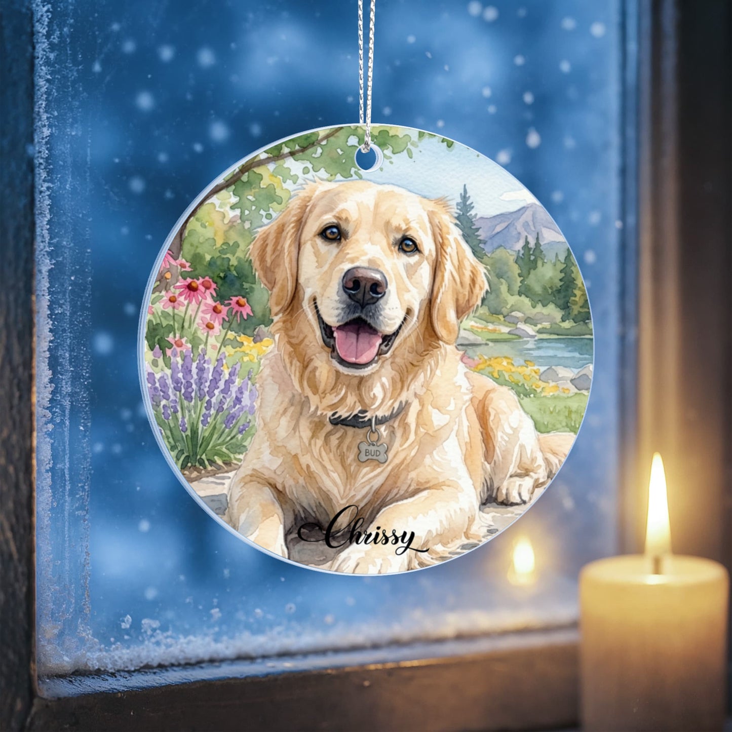Watercolor Portrait Pet Photo Ornament